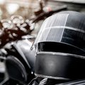 Motorbike and helmet stock image