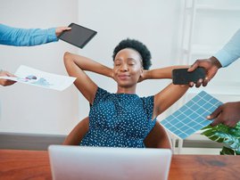 Woman relaxing at work