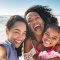 Women and child having fun