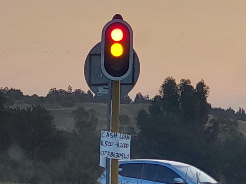 A malfunctioning traffic light somewhere in South Africa