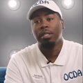 American comedian Calimar White sitting during an interview