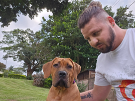 Danny Guselli and his pet Boerboel
