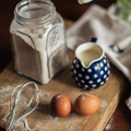 Fresh ingredients including eggs and flour