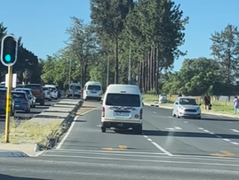 Taxis travelling on an oncoming traffic lane in South Africa